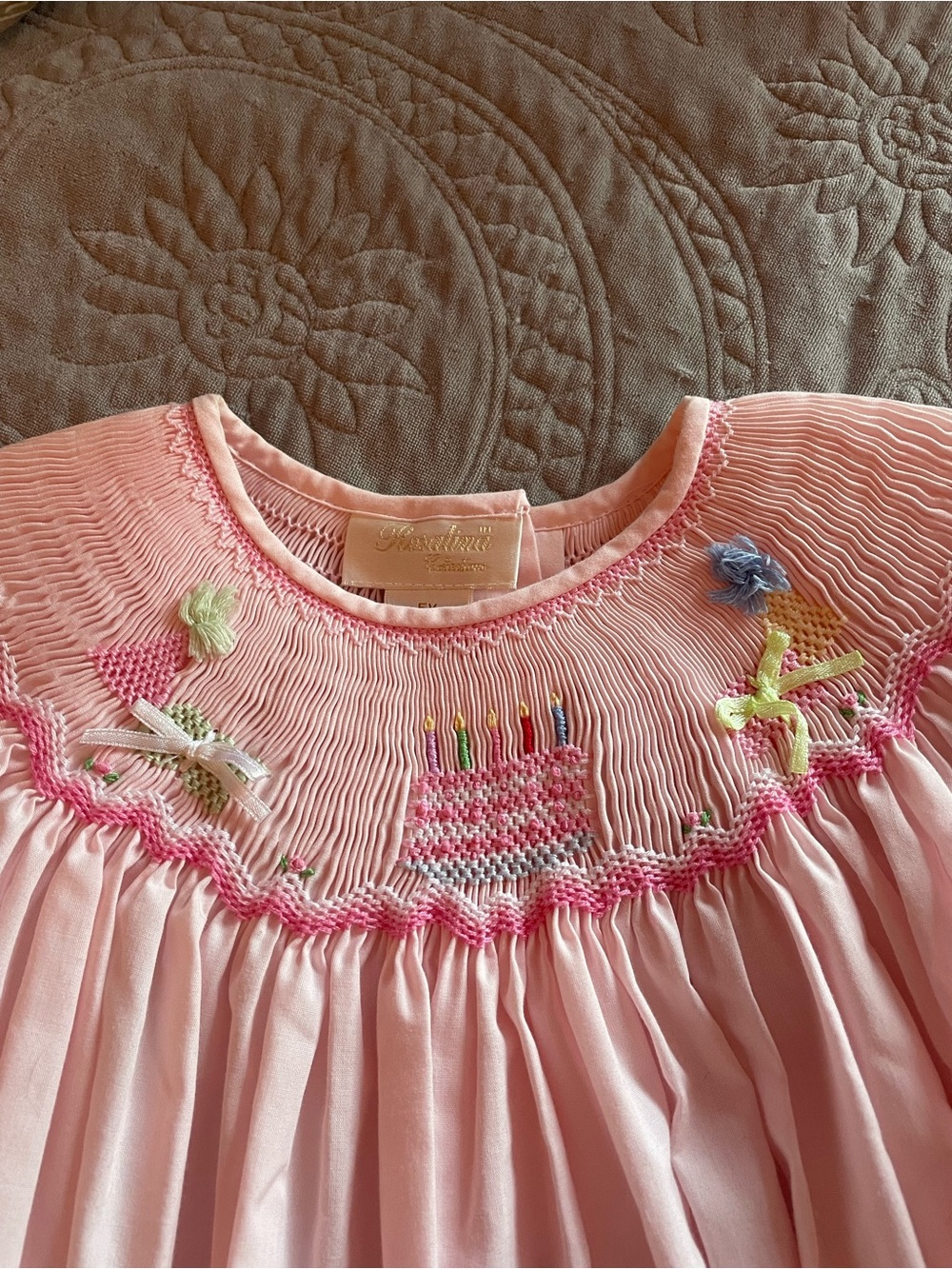 Smocked Pink Birthday Cake Party Dress for Kids